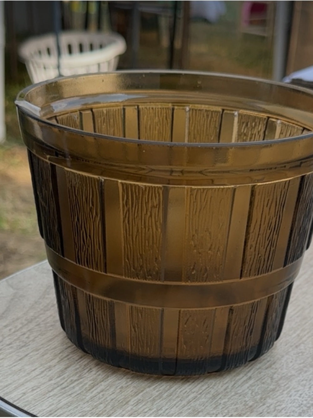 Anchor Hocking Amber Brown Textured Glass Planter